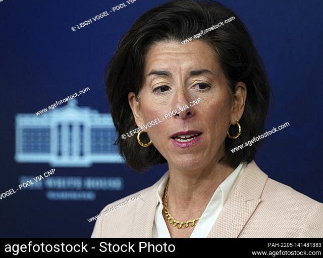 United States Secretary of Commerce Gina Raimondo answers questions during a White House press briefing in the James S. Brady Press Briefing Room at the White...