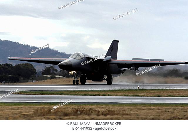 Military aircraft, General Dynamics F-111 swing wing fighter bomber landing
