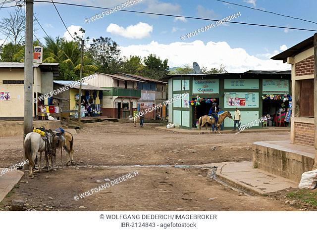 Shops along the main road, village El Naranjo in the northeastern uplands, Nicaragua, Central America