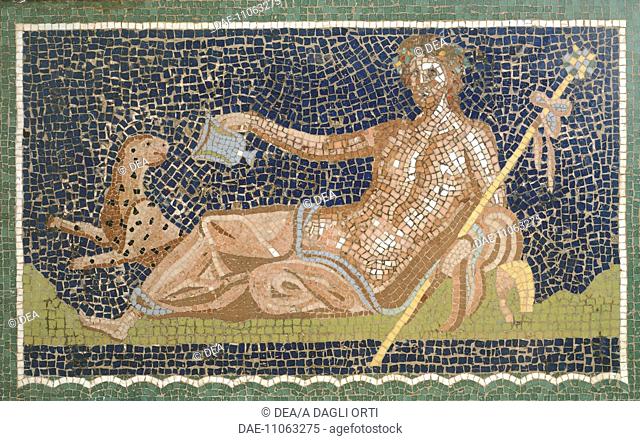 Mosaic depicting Dionysus, from Pompeii (UNESCO World Heritage List, 1997), Campania. Roman Civilization, 1st Century.  Naples