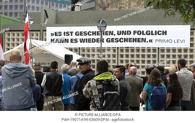 14 July 2019, Berlin: ""It has happened, and consequently it can happen again"" is written on a banner on Breitscheidplatz