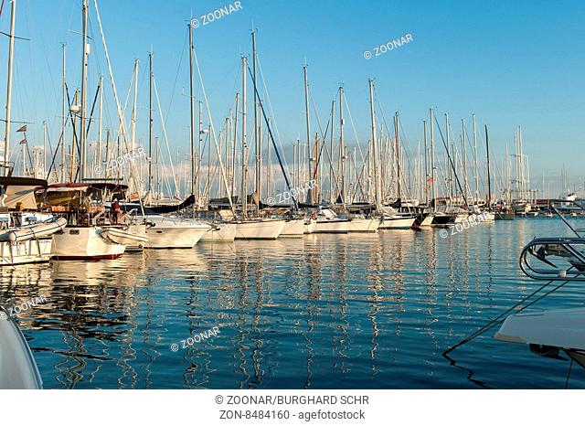Hafen, Palma de Mallorca, aerial, architecture, attraction, baleares, balearic, blue, boat, building, cathedral, city, cityscape, coast, de, destination, dusk
