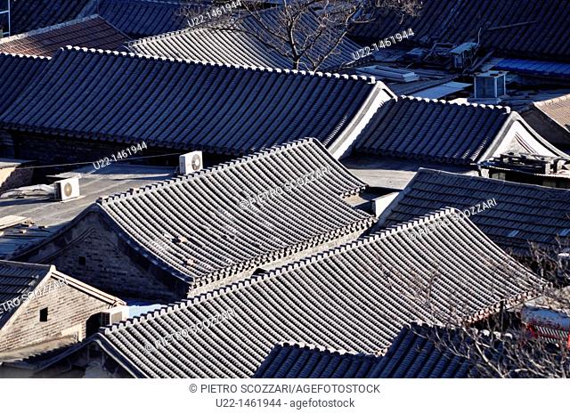 Beijing (China): view of Dongcheng hutongs roofs from the top of the Bell Tower