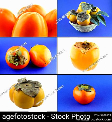 Healthy and organic food, Set of fresh persimmon