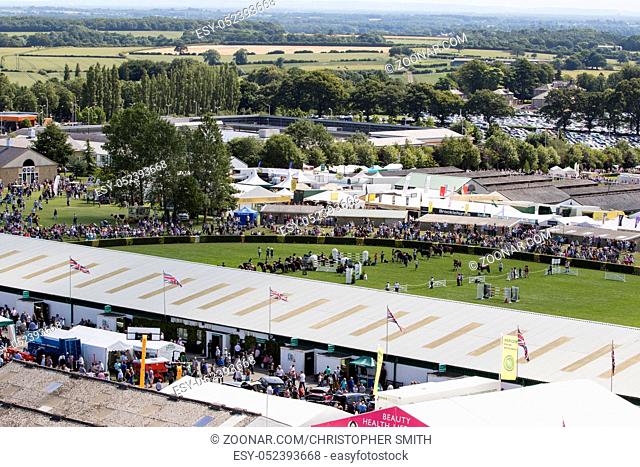 Harrogate, North Yorkshire, UK. 15th July, aerial view of the Great Yorkshire Show 15th July, 2015 at Harrogate in North Yorkshire, England