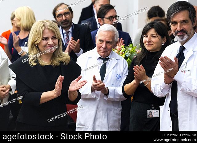 Slovak President Zuzana Caputova, left, is seen during her visit of the Motol teaching Hospital in support of the National Lung Transplantation Programme for...