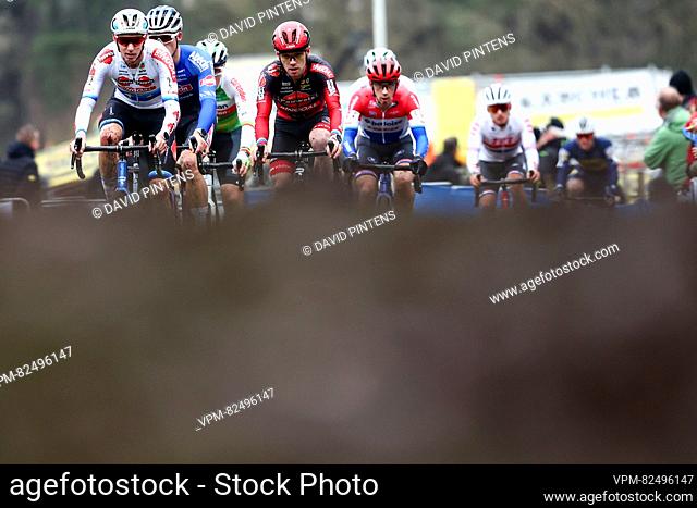 Belgian Michael Vanthourenhout pictured in action during the men's elite race at the 'Herentals Crosst' cyclocross cycling event on Saturday 16 December 2023 in...