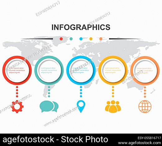 Infographic design template with 5 circles, stock vector