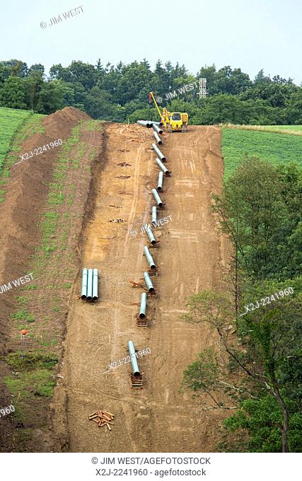 Harlem Springs, Ohio - A natural gas pipeline under construction in eastern Ohio, where gas exploration and hydraulic fracturing are widespread