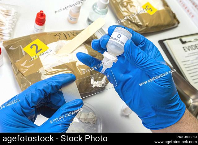 Police investigate positive for drugs in crime lab, conceptual image