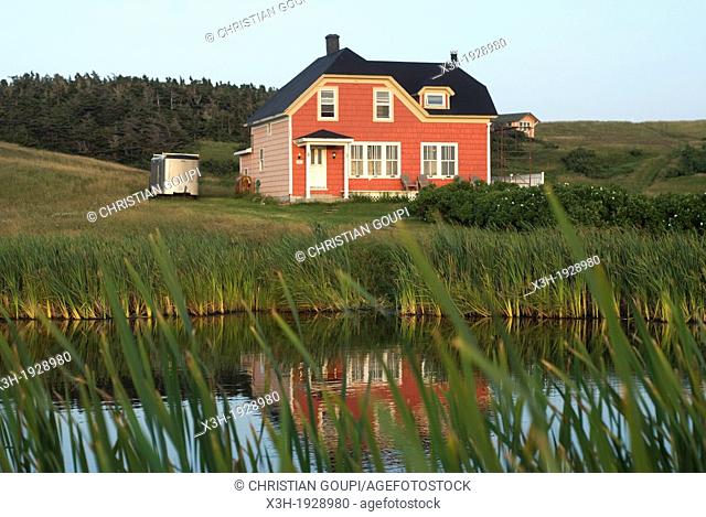 traditional wooden house, Grande Entree island, Magdalen Islands, Gulf of Saint Lawrence, Quebec province, Canada, North America