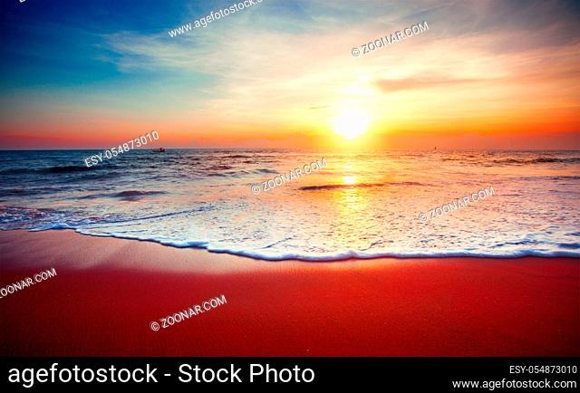 beautiful sunset and tropical sea