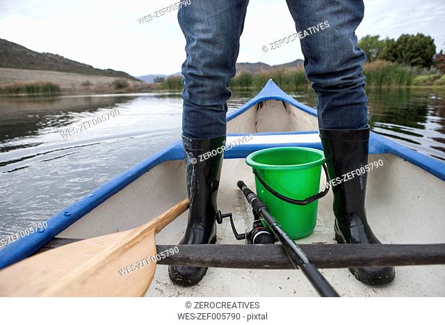 Man's leg in a canoe
