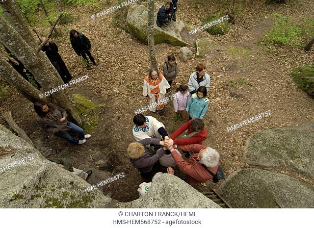 France, Finistere, Nevez, druidic ceremony marking the springtime Beltaine festival, symbol of renewal and fecondity, celebrated on may 1st under the guidance...