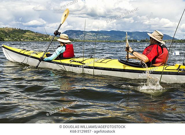 kayaking on Swan Lake, near Vernon, BC, Canada