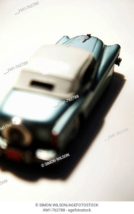 Retro American model car viewed from above