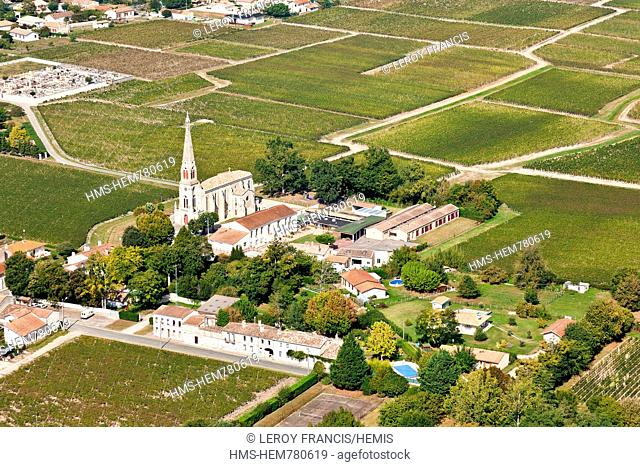 France, Gironde, Soussans, Margaux Medoc vineyard aerial view