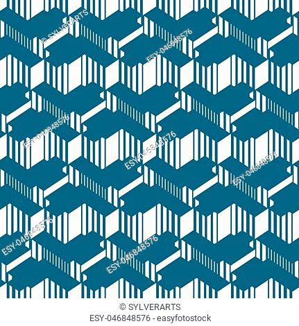 Graphic simple ornamental tile, vector repeated pattern made using cubes and blocks. Vintage art abstract seamless texture can be used as wallpaper and in...