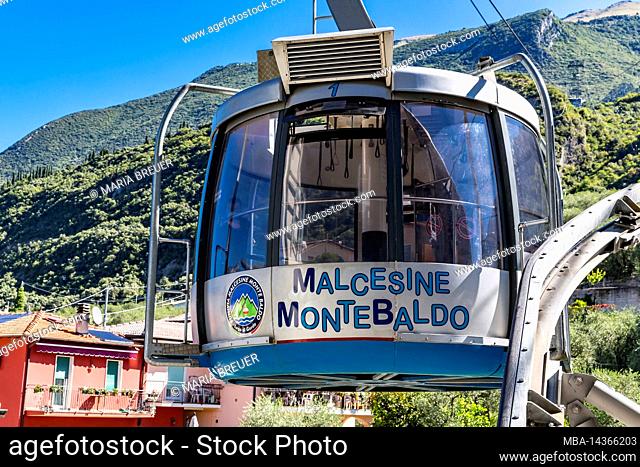 Cable car from Malcesine to Monte Baldo, Malcesine, Lake Garda, Italy, Europe