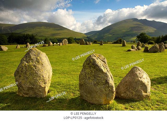 England, Cumbria, Keswick, Dawn at Castlerigg stone circle in Cumbria
