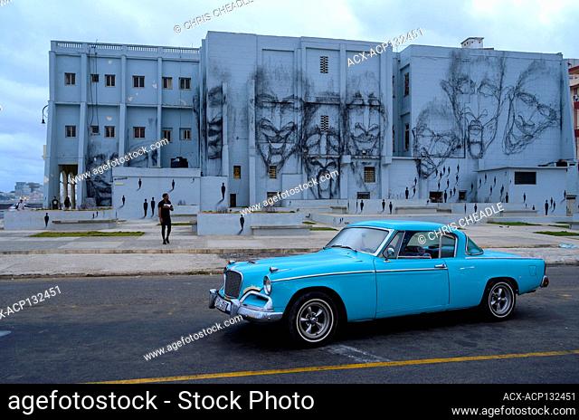 Studebaker Hawk, and art mural project, Havana, Cuba
