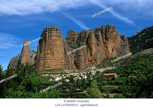 The Mallos de Riglos are a set of sandstone rock formations 45 km or 28 miles to the northeast of the city of Huesca. They form part of the foothills of the...