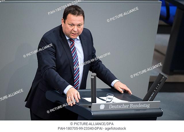 5 July 2018, Berlin, Germany: Martin Gerster (Social Democratic Party - SPD) speaks during the plenary session of the German parliament