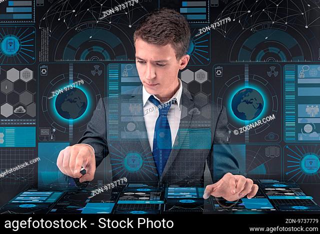 Young man in data management concept