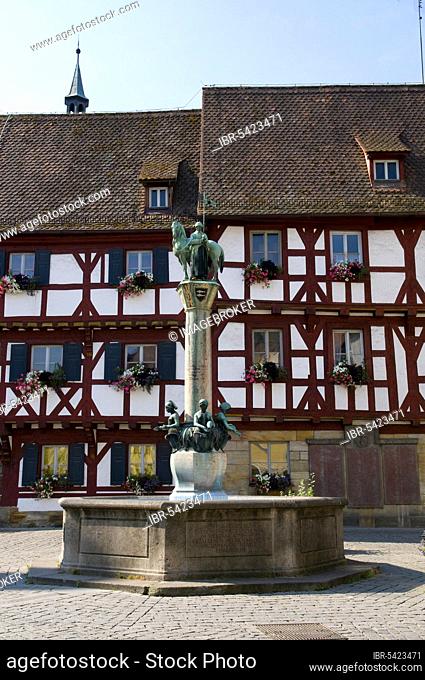 Fountains and half-timbered houses, Forchheim, Franconian Switzerland, Bavaria, Germany, Franconian Switzerland, Europe