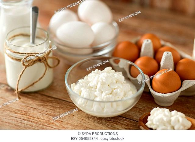 cottage cheese, yogurt, milk and chicken eggs