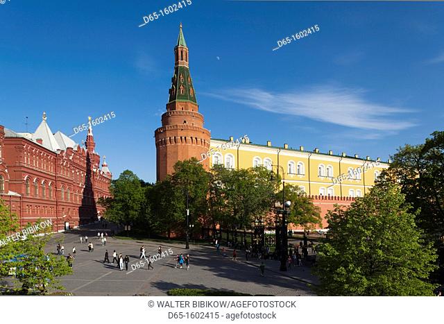 Russia, Moscow Oblast, Moscow, Red Square, State History Museum and Corner Arsenal Tower