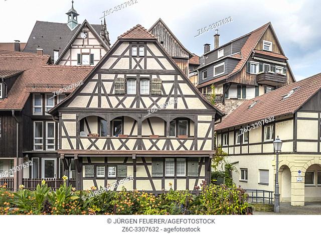 half-timbered houses of Gernsbach, Murgtal, Germany, historic old town of Northern Black Forest