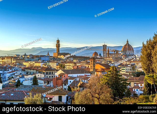 Cityscape of Florence from Michelangelo hill, Italy