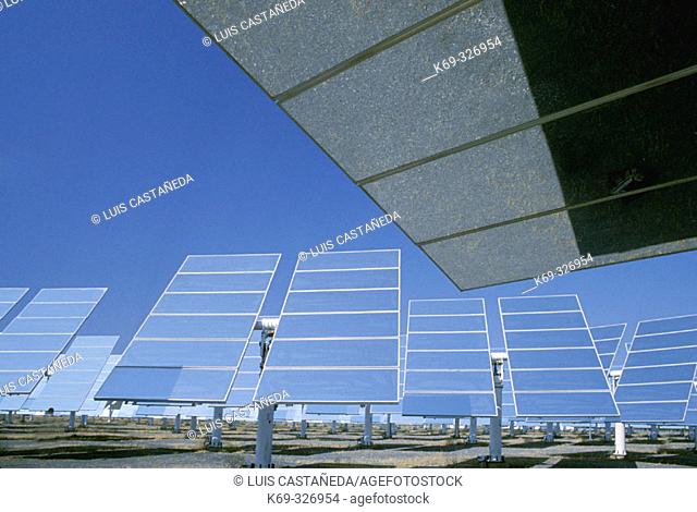 Heliostats at CESA 1 solar power plant. Almeria province, Spain