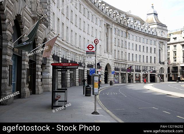Regent Street - London's streets and tourist attractions are deserted due to the corona virus lockdown. London, 05.05.2020 | usage worldwide