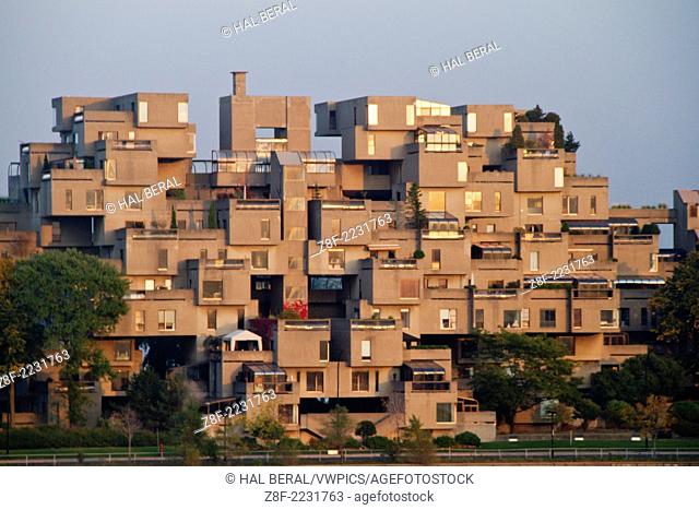 Habitat 67 made from prefabricated concrete for the 1967 World's Fair desigend by Moshe Safdie.Montreal, Canada