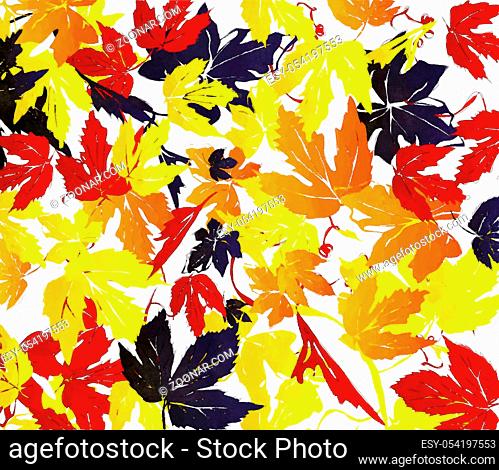 Watercolor autumn leaves illustration, abstract background