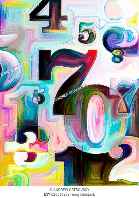 Decimal Paint series. Interplay of painted decimal digits on the subject of math, science and education