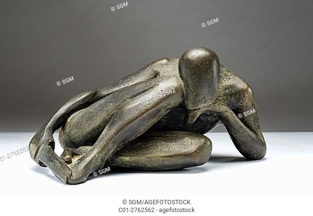The despair, patinated plaster sculpture by French sculptor Jean Henninger