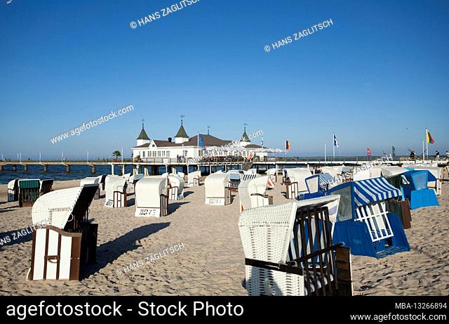 Pier, Ahlbeck, Usedom Island, Baltic Sea Coast, Mecklenburg-Western Pomerania, Germany