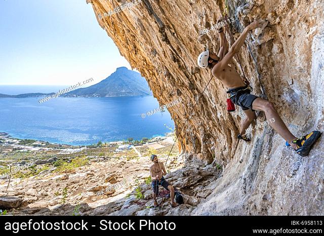Grande Grotta, Armeos sector, lead climbing, sport climbing, Kalymnos, Dodecanese, Greece, Europe