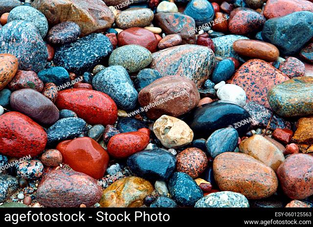 wet sea pebbles summer