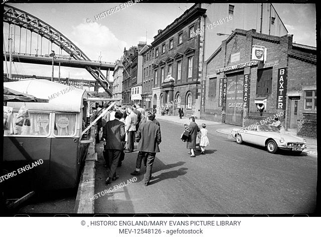 A general view of Quayside, showing the Tyne Bridge, Swing Bridge and High Level Bridge in the background, a row of office buildings on the north side of...