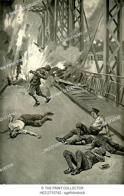 'Blowing Up A Bridge Across the Aisne at Soissons', (1919). Creator: Unknown