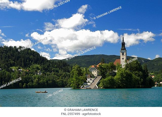 Church at lakeside, Lake Bled, Gorenjska, Balkan Peninsula, Carniola, Slovenia