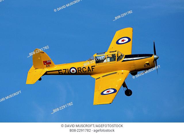 1930's RAF Chipmunk pilot training biplane aircraft at a Shuttleworth Collection air display at Old Warden airfield, Bedfordshire , UK