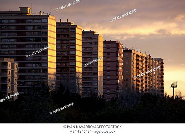 Residential buildings at dawn, Valencia, Spain