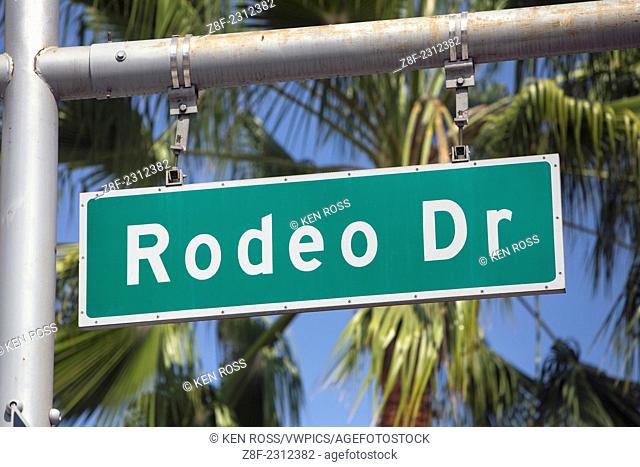 Rodeo Drive Sign, Downtown Beverly Hills, Los Angeles, california, USA