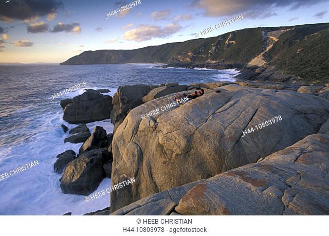 Australia, coast, Group, hiking, mood, Natural bridge, no model release, park, relax, sea, Torndirrup, national park
