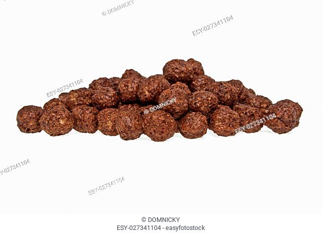 Cereal chocolate balls on white background